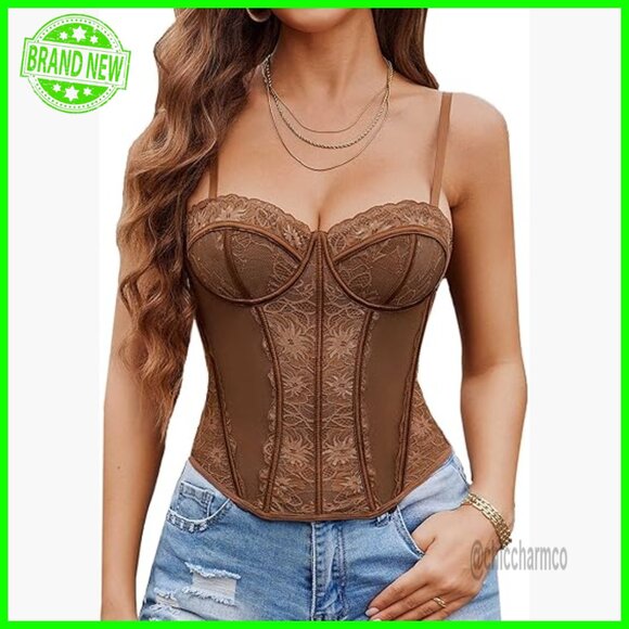 Medium Lace Bustier Top with Underwire Slim Fit Shapewear
